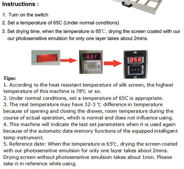 Drying Cabinet Instructions